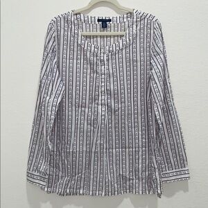 Tommy Hilfiger 100% Cotton Long Sleeve Striped Anchor Tunic-Size Large